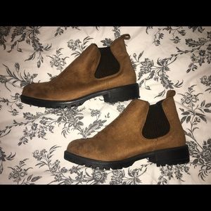 Brown suede booties